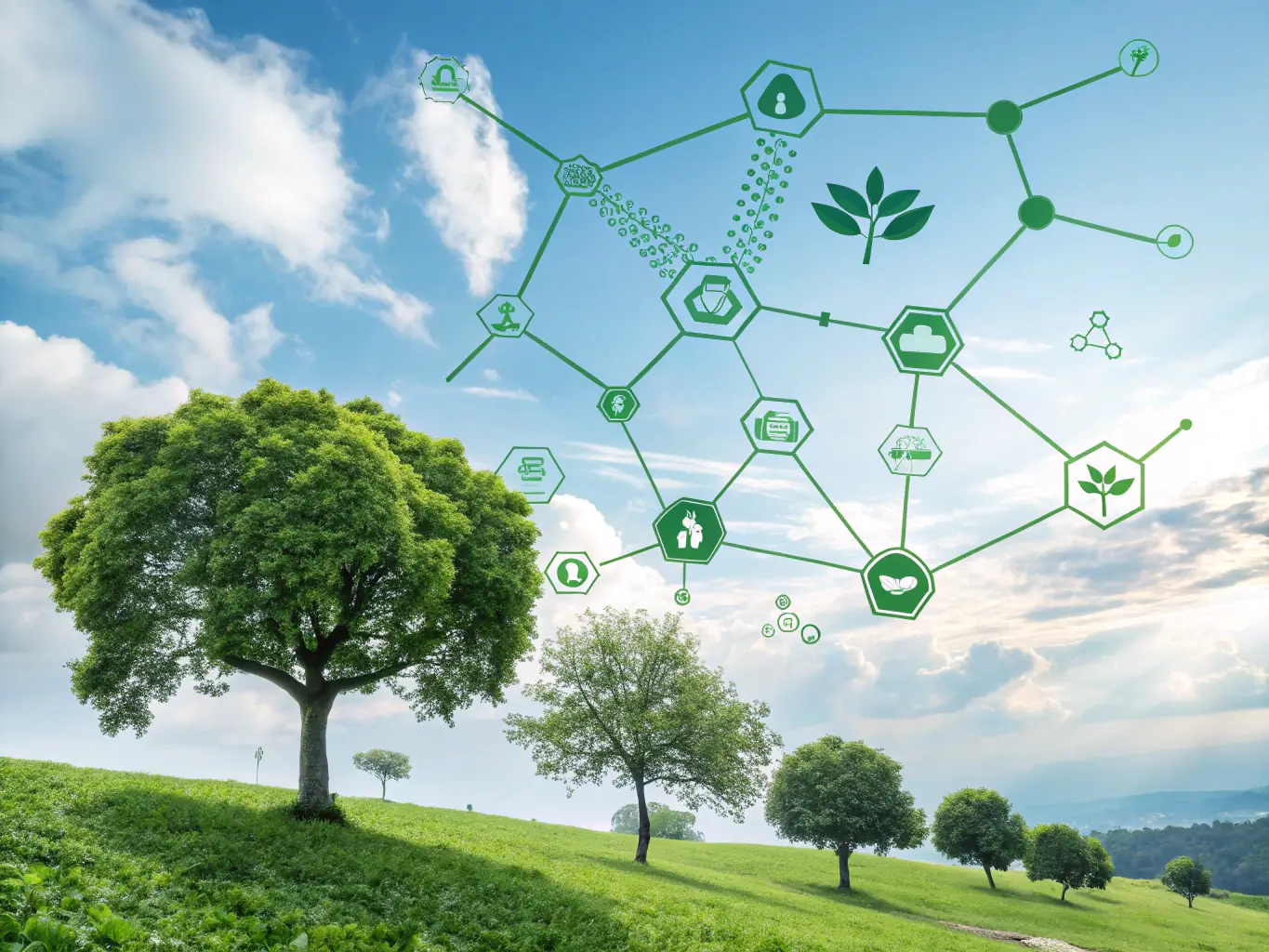 An image illustrating a sustainable DeFi ecosystem with balanced growth and resource distribution, reflecting Arbitrum Finance's commitment to ecological sustainability.